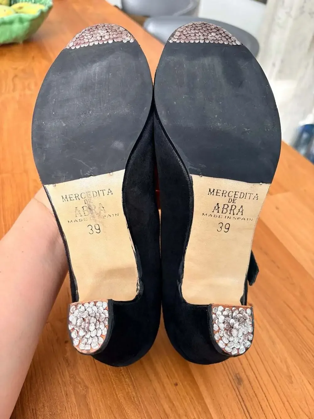 Mercedita de Abra Suede Flamenco Heels with Buckle Size 39/US 8.5-9